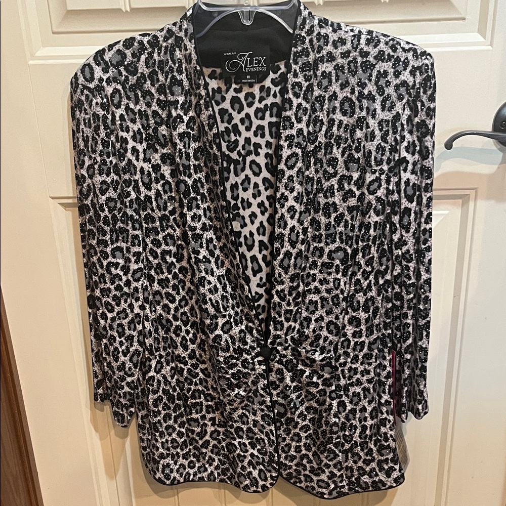 NWT Alex Evenings Leopard Print Jacket size 1X